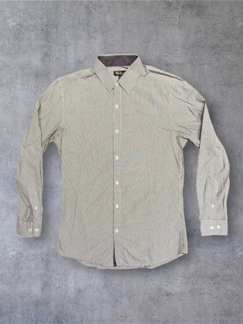 Galaxy By Harvic Men's Thin Stripe Dress Shirt - Gray/White